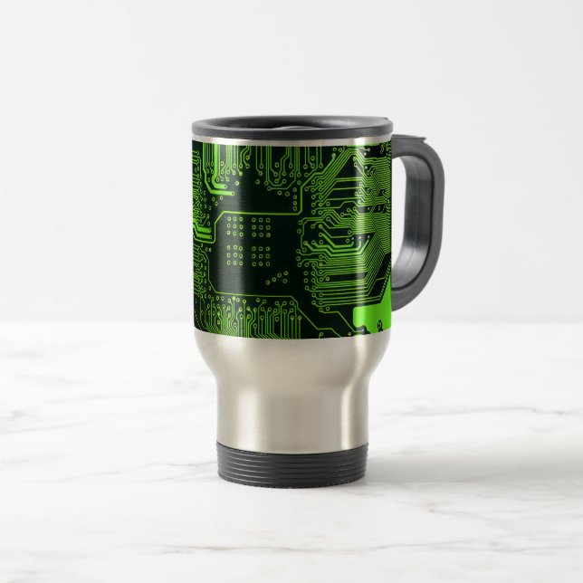 Caneca Térmica Conselho de Circuito Eletrônico Verde de Nerd Extr (Frente Esquerda)