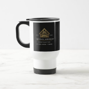 Caneca Térmica Construção de Casa Minimalista Preta