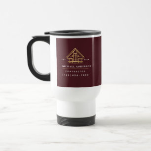 Caneca Térmica Construção de Casa Minimalista Vermelha