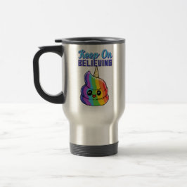 Caneca Térmica Continue Acreditando Unicórnio Arco-íris Cocô