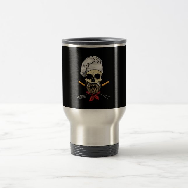 Caneca Térmica Cook Grill Mestre Chef Skull Face Halloween Presen (Centro)