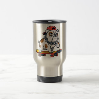 Caneca Térmica Cool Angry Baby Bulldog Skateboard Travel Mug