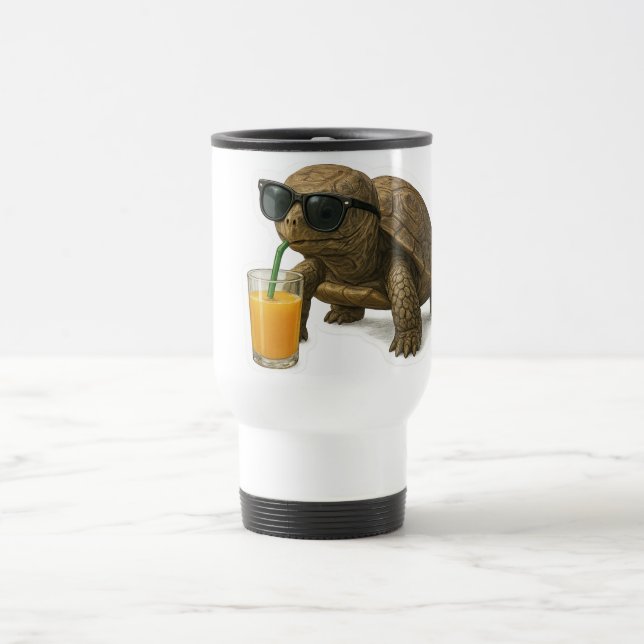Caneca Térmica Cool Turtle Sipping Juice Sticker (Centro)