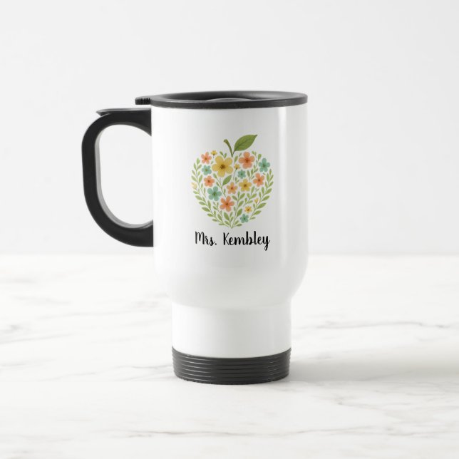 Caneca Térmica Copo Apple Professor Personalizado Floral Apple (Esquerda)