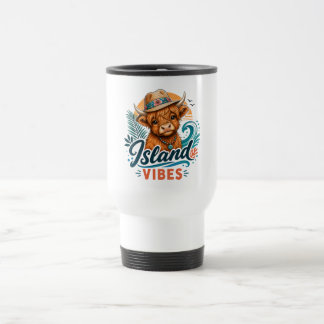 Caneca Térmica Copo de Viagem Highland Cow Island Vibes
