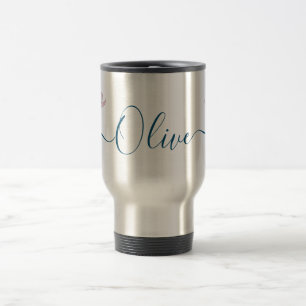 Caneca Térmica Cor d'água do esboço floral personalizada