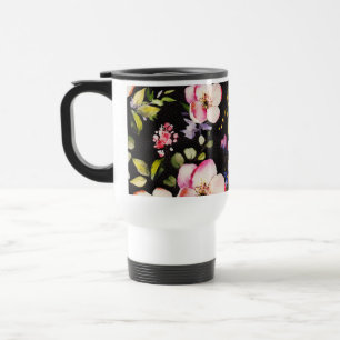 Caneca Térmica Cor-de-água Cor rosa Rosas amarelas pretas Fundo p