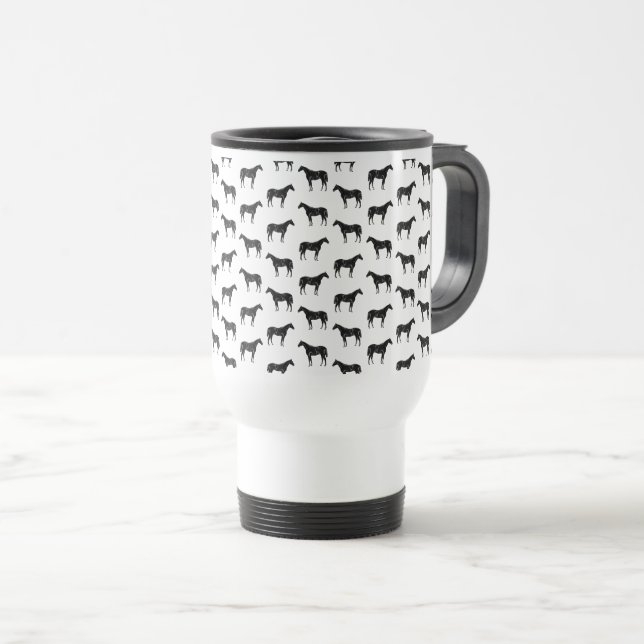 Caneca Térmica COR DE FUNDO PERSONALIZADA ANTIGA DE Cavalos Ilust (Frente Esquerda)