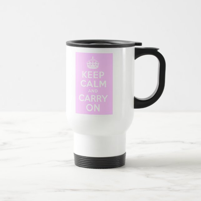 Caneca Térmica Cor-de-rosa pálido, mantenha-se calma e continue (Direita)