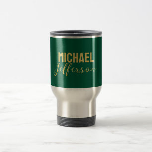 Caneca Térmica Cor elegante moderno minimalista nome verde dourad