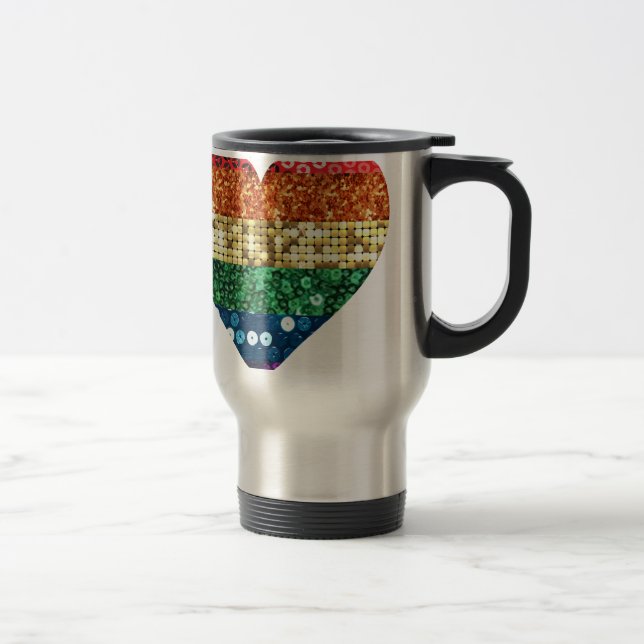 Caneca Térmica coração arco-íris lgbt (Direita)