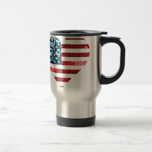 Caneca Térmica coração da bandeira dos eua