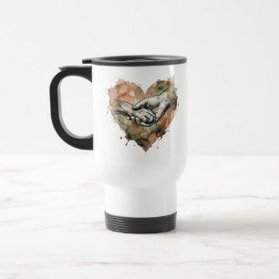 Caneca Térmica Coração de Aquarela do Vínculo entre Humano e Anim