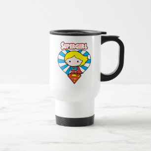 Caneca Térmica Coração e Logotipo da Supergirl Chibi Starburst