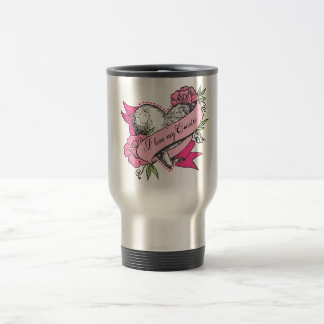 Caneca Térmica Coração e Rosas (Centro)
