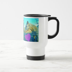 Caneca Térmica Coração Rosa e Cavalo Amarelo