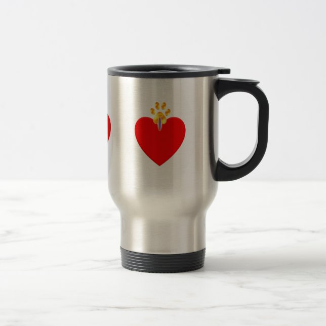 Caneca Térmica Coração vermelha com ouro (Direita)