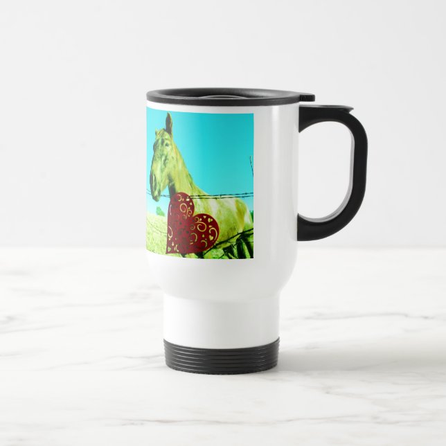 Caneca Térmica Coração Vermelho e Cavalo (Direita)
