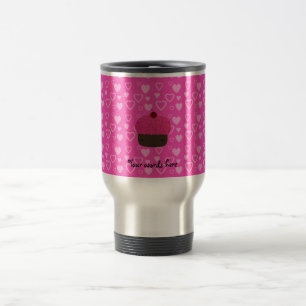 Caneca Térmica Corações cor-de-rosa do rosa do cupcake do brilh