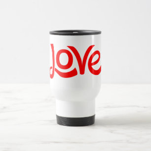 Caneca Térmica Corações de Amor Vermelhos e Brancos
