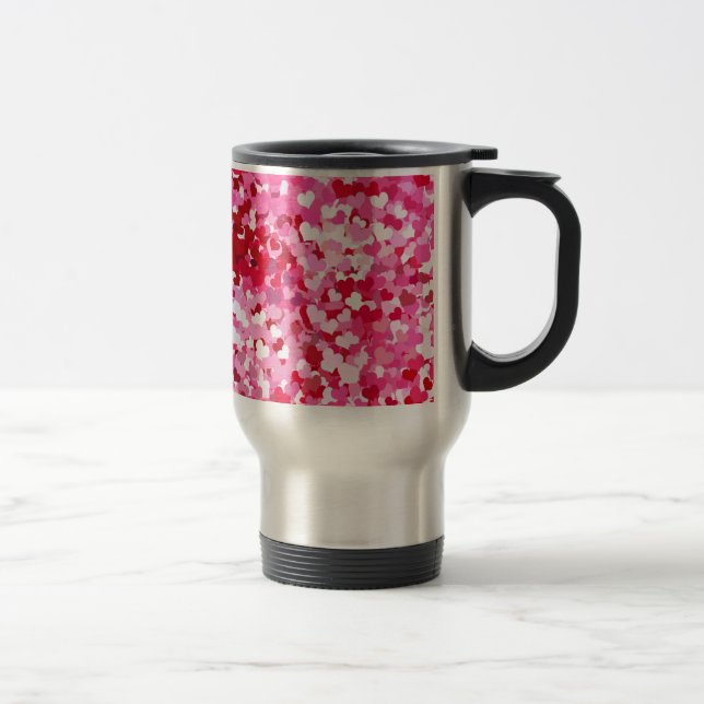 Caneca Térmica Corações de Confetes Rosa (Direita)