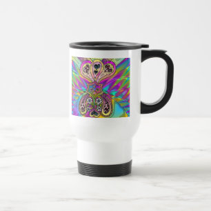 Caneca Térmica Corações Psicodélicos da década de 60 Flores Prese