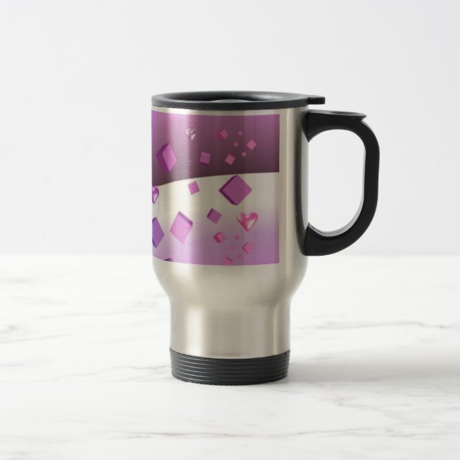 Caneca Térmica Corações Roxos e Cubos (Direita)