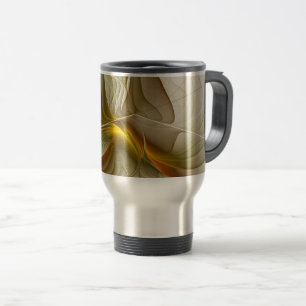 Caneca Térmica Cores de Metais Preciosos, Arte Fractal Abstrata