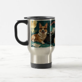 Caneca Térmica Corgi Dog com pelo brilhante e uma safra cavalheir