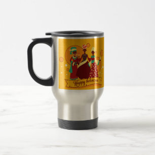 Caneca Térmica Correspondência Feliz Kwanzaa 3 Mulheres Amarelo