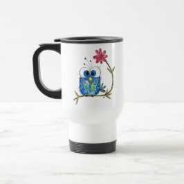 Caneca Térmica Coruja-Azul-Esbranquiçada