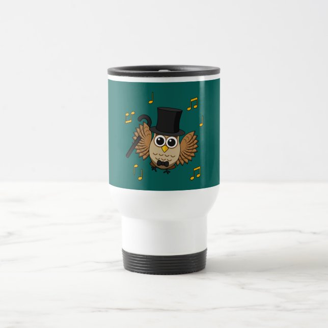 Caneca Térmica Coruja Dançarina Bonita com Cartoon de Notas de Mú (Centro)