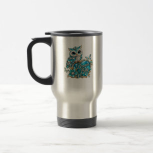 Caneca Térmica Coruja de Cristal Turquesa Sonhe Grande Design de