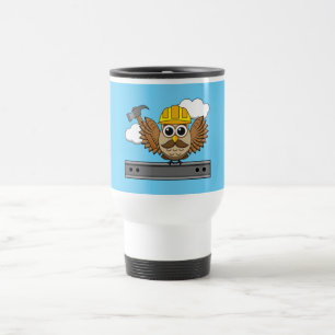 Caneca Térmica Coruja de trabalhadores da construção em forma de