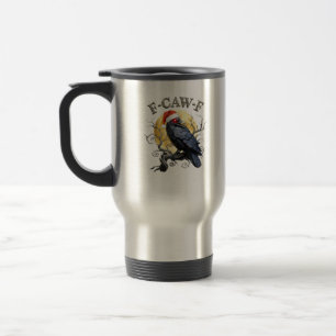 Caneca Térmica Corvo Engraçado F-Caw-F Ave Chapéu de Natal Gótico