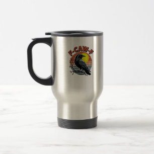 Caneca Térmica Corvo Engraçado F-Caw-F Retro Pôr do Sol Design Tr