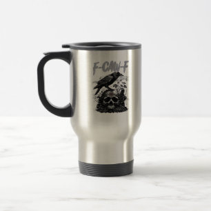 Caneca Térmica Corvo F-Caw-F Engraçado Halloween Retro Clássico