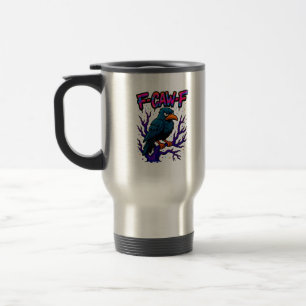 Caneca Térmica Corvo, F-Caw-F Pássaro Engraçado Lua Gótico Humor