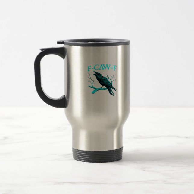 Caneca Térmica Corvo F-Caw-F Pássaro Engraçado Retro (Esquerda)