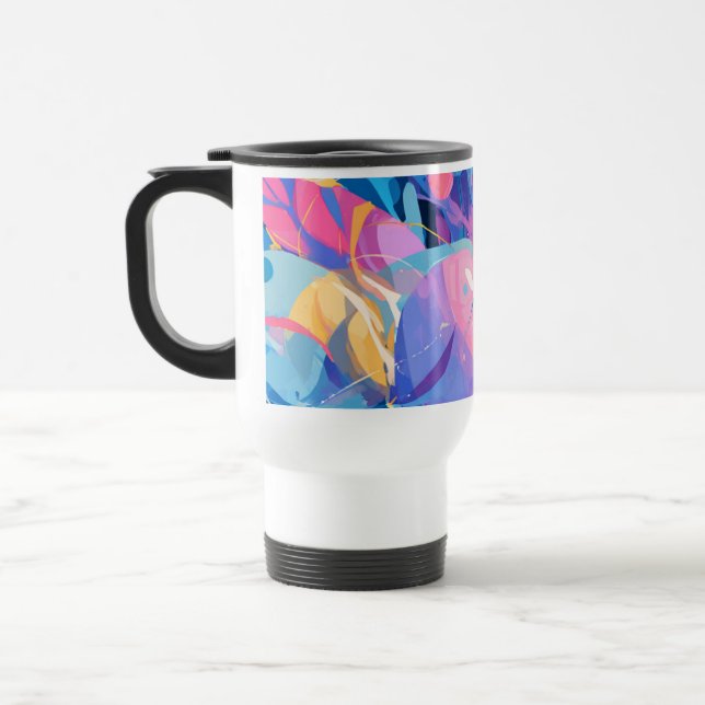 Caneca Térmica Cosmic Celebration: Abstract Floating Orbs and Sta (Esquerda)