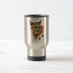 Caneca Térmica Cougar, Puma, Trilhas De Animais Do Leão De Montan