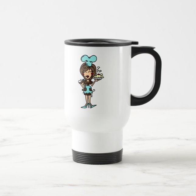 Caneca Térmica Cozinheiro chefe de pastelaria fêmea - t-shirt e (Direita)