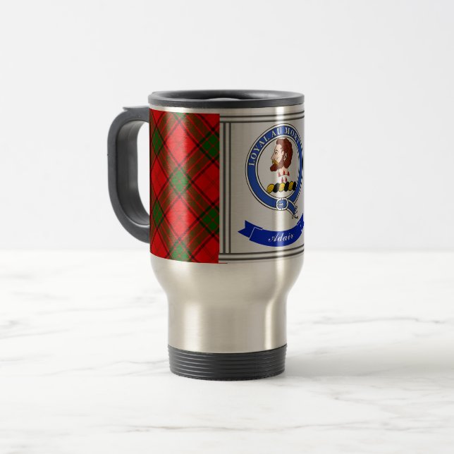 Caneca Térmica Crachá Adair Clan e Tartan Personalizados (Frente Esquerda)