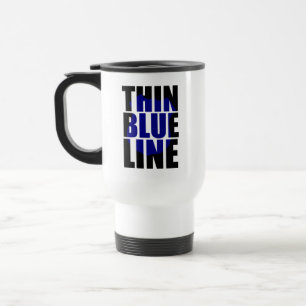 Caneca Térmica Crachá de Suporte Policial de Linha Azul-Thin