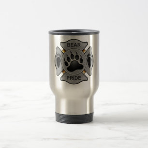 Caneca Térmica Crachá do sapador-bombeiro do orgulho do urso