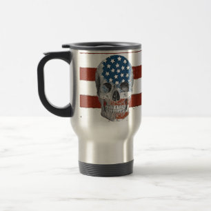 Caneca Térmica Crânio da bandeira americana do vintage