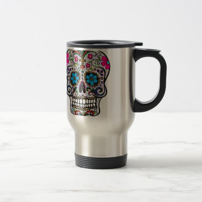 Caneca Térmica crânio de açúcar brilhante (Direita)