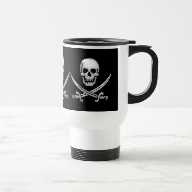Caneca Térmica Crânio Pirata Glassado e Espadas Cruzadas (Direita)