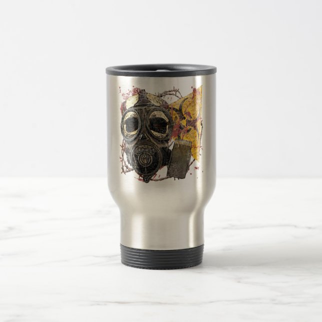 Caneca Térmica Crânio que veste o gasmask (Centro)