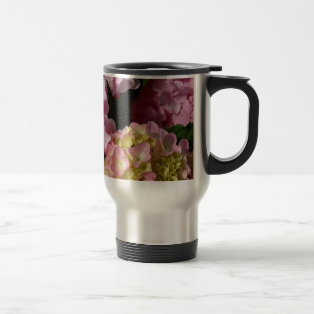 Caneca Térmica Creme cor-de-rosa Hydrangeas amarelas cor-de-rosa  (Direita)